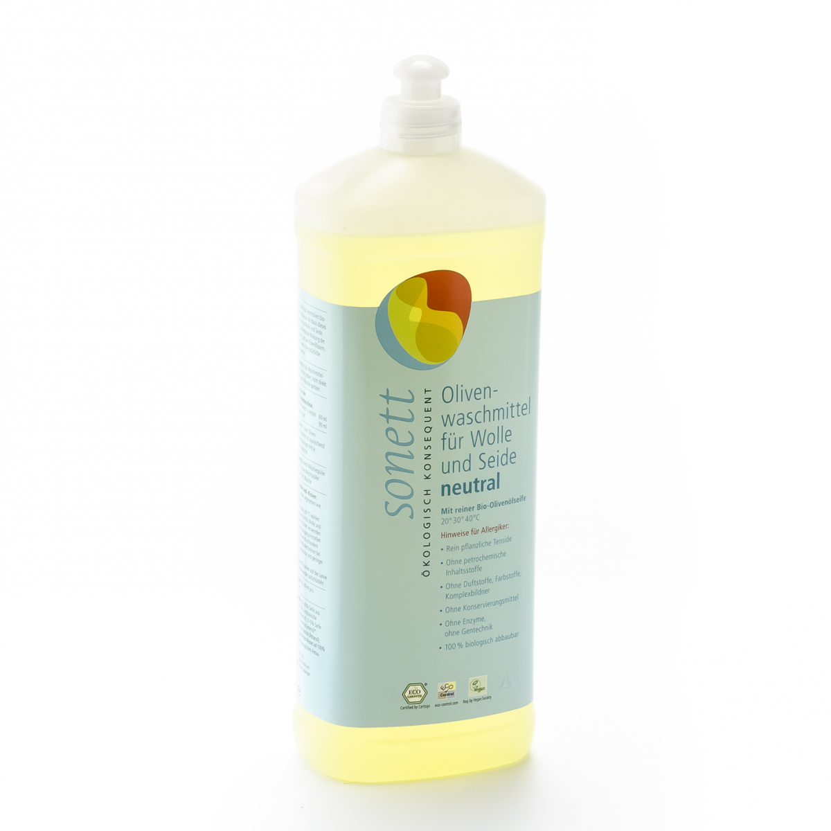 Olivenwaschmittel sensitiv Wolle/Seide flüssig Flasche 1 l/Plastik Einweg - Sonett