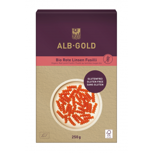 Alb Gold Bio Pasta Rote Linsen Fusilli glutenfrei