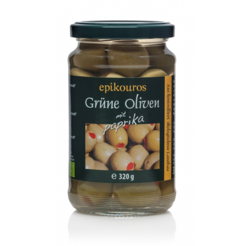 Grüne Griechische Oliven mit Paprika